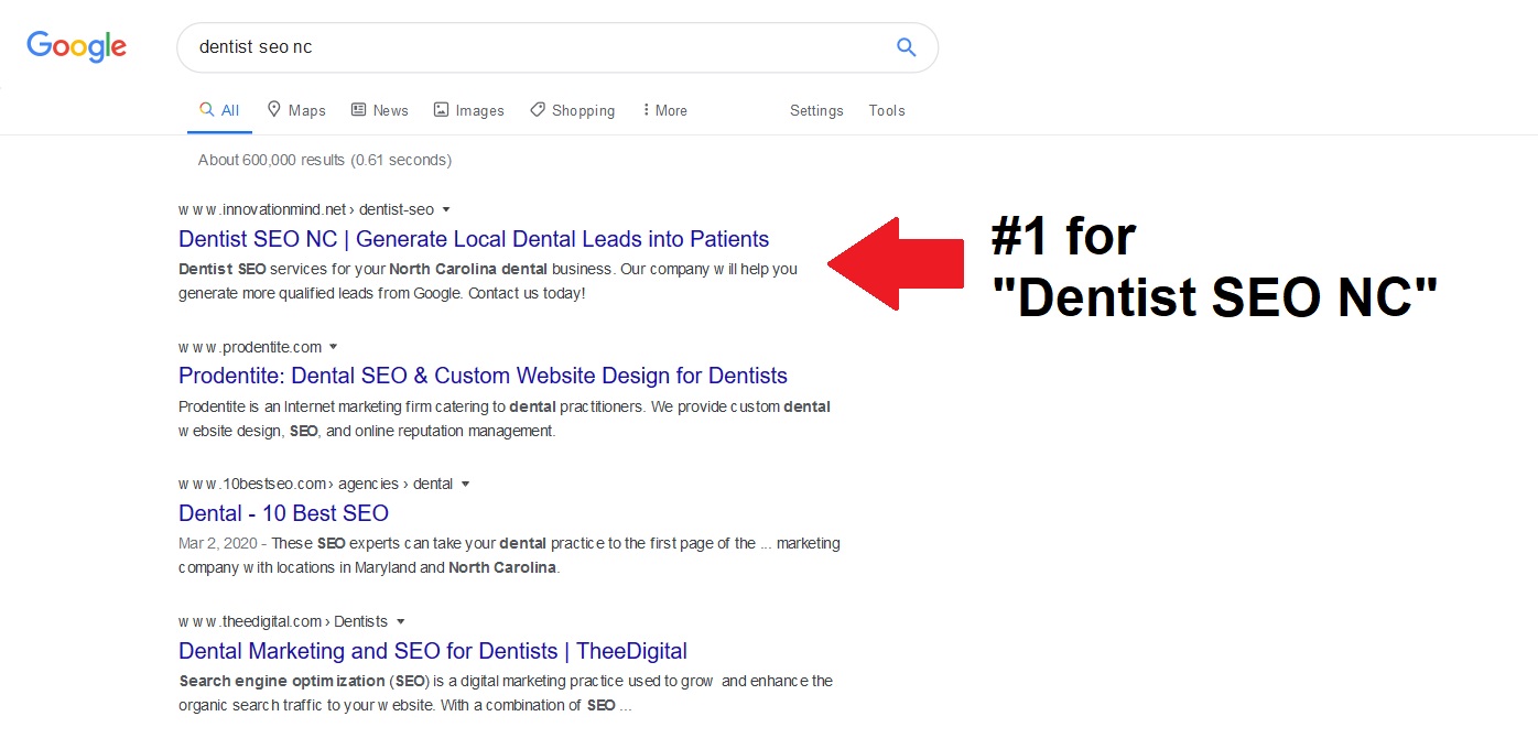 dentist seo nc company